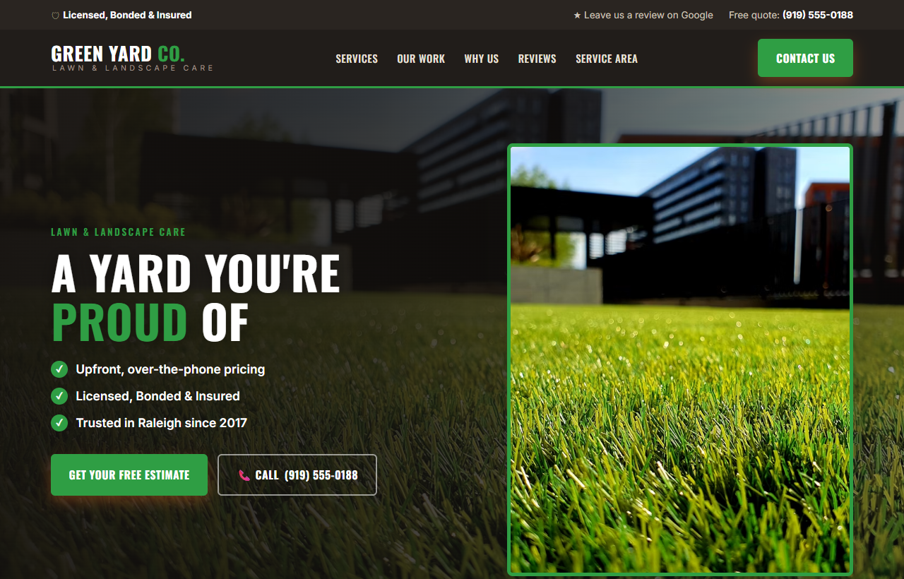 Sample website design — lawn care