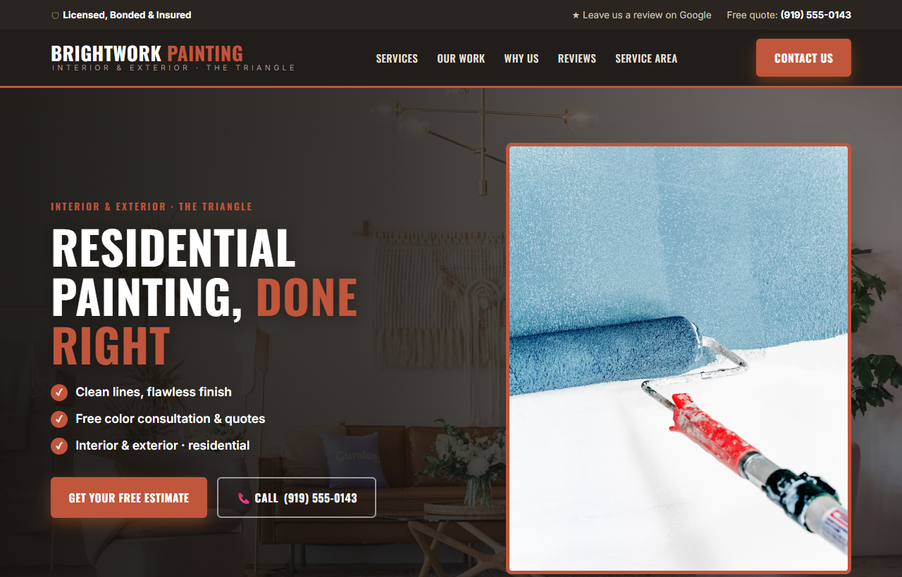 Sample website design — painting