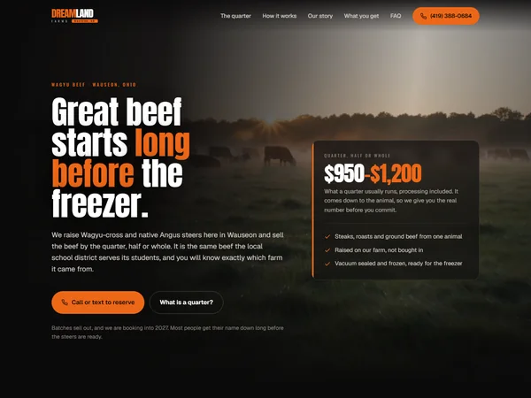 Dreamland Farms website