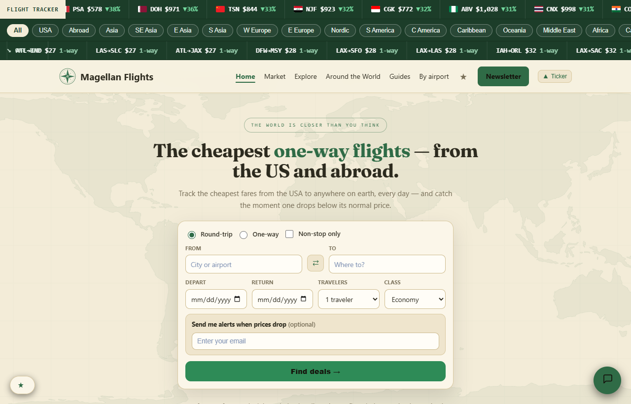 Magellan Flights — flight-deal research platform